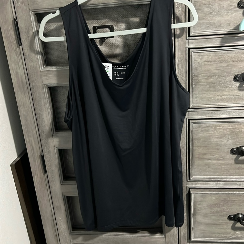 Susan Graver Smoothing Essentials Sleeveless V-Neck Top, size 3X in black